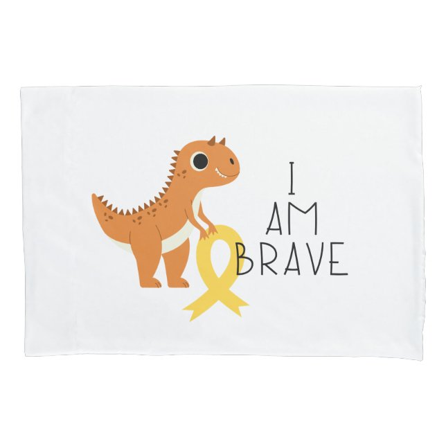Funda De Cojín cáncer infantil soy valiente dino Pillowcase (Anverso)