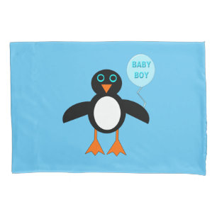 Funda De Cojín Cañón de almohada de pingüino azul lindo