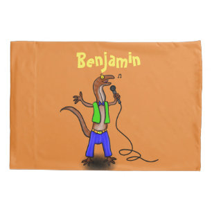 Funda De Cojín Canto gracioso de lagarto con personalizado de mic