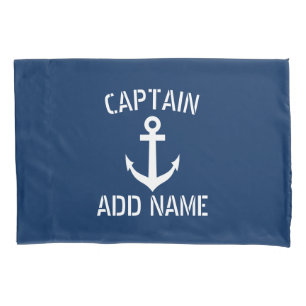 Funda De Cojín capitán del barco Personalizado, anclaje azul mar