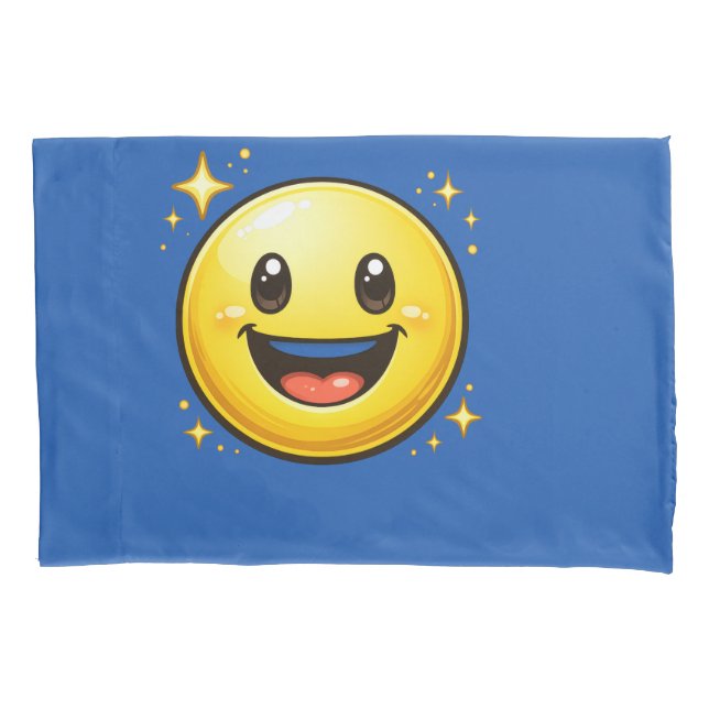 Funda De Cojín Cara Sonriente Feliz con Destellos (Anverso)