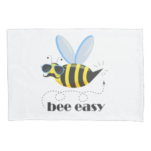 Funda De Cojín Carácter de abeja con gafas de sol bigote Bee Fáci