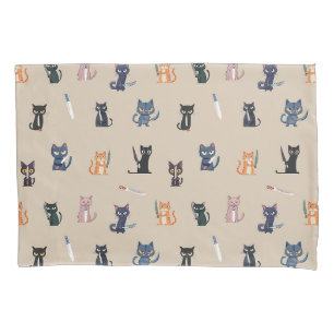 Funda De Cojín Carcasa de Pillowcase para gatos y cuchillos capri