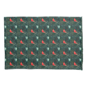 Funda De Cojín Cardenal de invierno en tormenta de nieve - Mejora