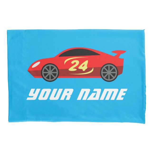 Funda De Cojín Cartucho de almohada de racecar rojo del niño con  (Anverso)