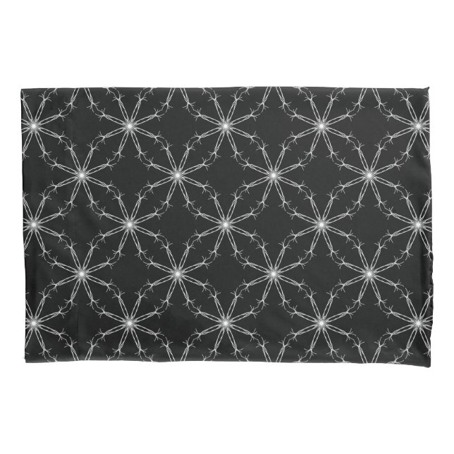 Funda De Cojín Cartuela de la estrella del Kaleidoscopio negro y  (Anverso)