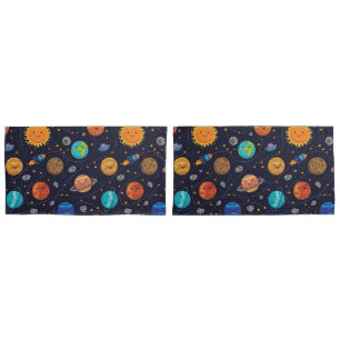 Funda De Cojín Casas de almohada de Planetas Felices