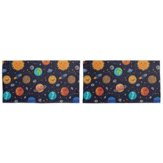 Funda De Cojín Casas de almohada de Planetas Felices