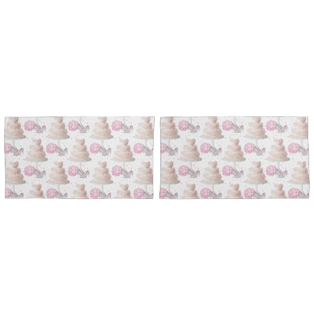 Funda De Cojín Casas de almohada de tarta de boda (Anverso - Set)