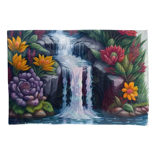 Funda De Cojín Cascada de flores hermosas (Anverso-izquierdo)