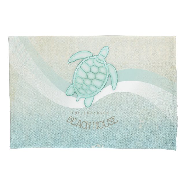 Funda De Cojín Caseta de playa Tortuga Náutica Aqua Blue ID623 (Anverso)