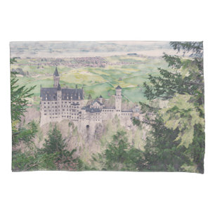 Funda De Cojín Castillo Retro Neuschwanstein en Alemania