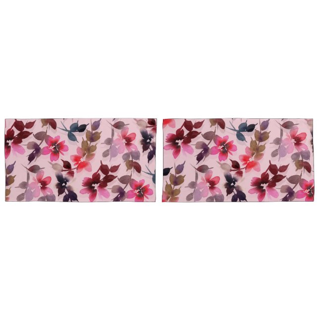 Funda De Cojín Causas de almohada - Impresión floral sobre fondo  (Anverso - Set)