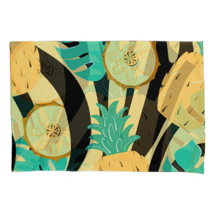 Funda De Cojín Cebra, monstera, piña: patrón de verano.