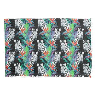 Funda De Cojín Cebra y modelo de flores exótico