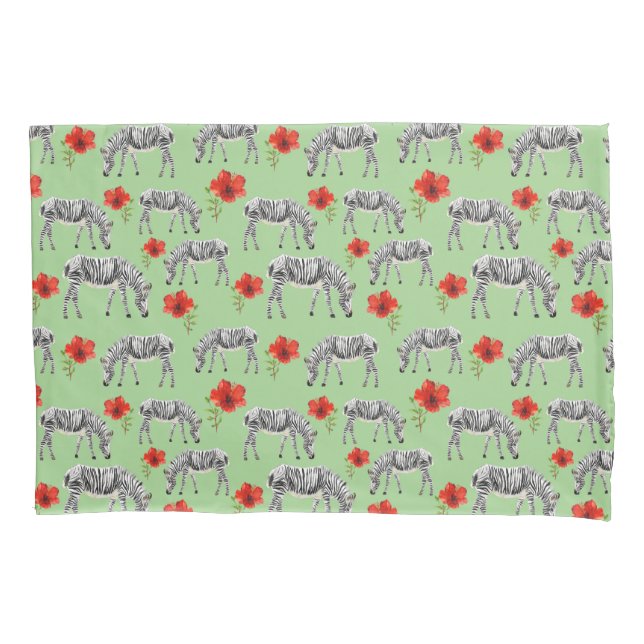 Funda De Cojín Cebras entre las flores del hibisco (Anverso-izquierdo)