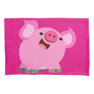 Funda De Cojín Cerdo de risa lindo del dibujo animado