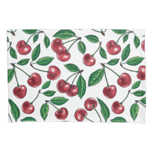 Funda De Cojín Cerezas rojas en blanco