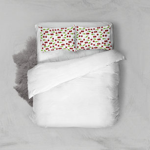 Funda De Cojín Cerezo Rojo, Patrón De Cerezas, Hojas, Fruta