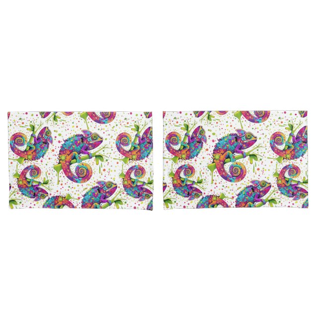 Funda De Cojín Chameleon Paint Stains Watercolor Style (Anverso - Set)