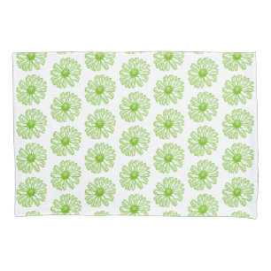 Funda De Cojín Chartreuse Green Daisy Print, Hippie Flower Print