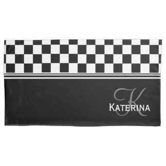 Funda De Cojín Cheque elegante y personalizado en blanco y negro