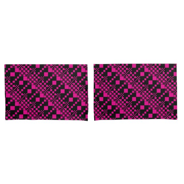 Funda De Cojín Cheques, chequitos - Magenta y negro (Anverso - Set)
