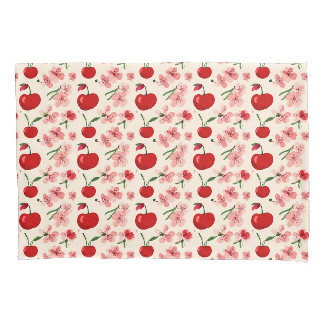 Funda De Cojín Cherries And Pink Blossoms (Anverso)