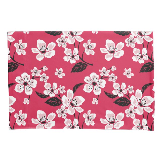 FUNDA DE COJÍN CHERRY BLOSSOM - SAKURA (ROJO) (Anverso-izquierdo)