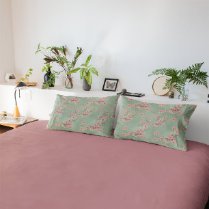 Funda De Cojín Cherry Blossoms in Pink and Teal