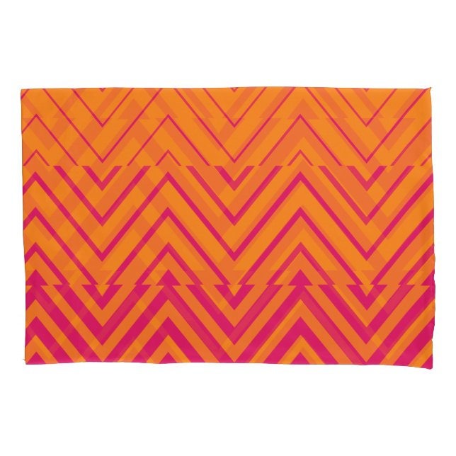Funda De Cojín Chevron Ombre Stencil | naranja rosa caliente (Anverso)