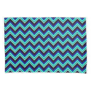 Funda De Cojín Chevron zigzag azul y negro con estampado
