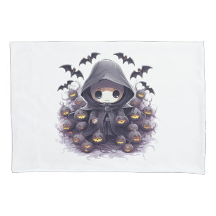 Funda De Cojín Chibi Segador Halloween - Fantasía Oscura Adorable