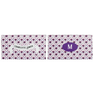 Funda De Cojín chic floral foliage purple blooming flowers