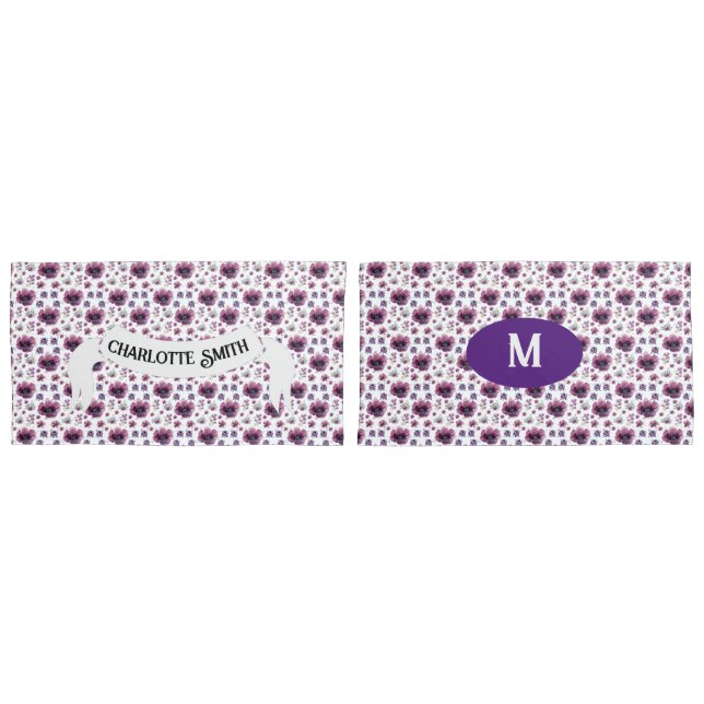 Funda De Cojín chic floral foliage purple blooming flowers (Anverso - Set)