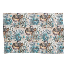 Funda De Cojín Chica de caballo vaquero patrón turquesa floral