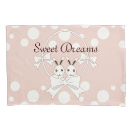 Funda De Cojín Chica de conejito con dos mellizas rosadas de cint