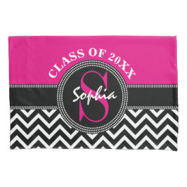 Funda De Cojín Chica de Graduación Año de Clase Negra y Rosa Cali