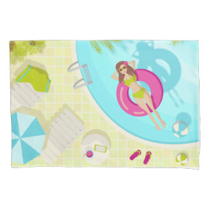 Funda De Cojín Chica de la piscina en la playa de verano de bikin