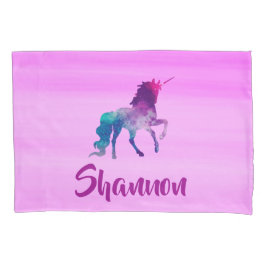 Funda De Cojín Chica de nombre morado rosa de unicornio