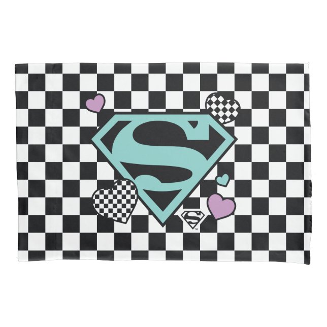Funda De Cojín Chica de patinaje Supergirl Hearts S-Shield (Anverso)