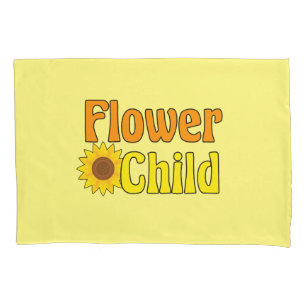 Funda De Cojín Chica hippie amarillo para niños de flores