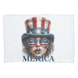 Funda De Cojín Chica Merica, 4 de julio Chica de Glam con estrell