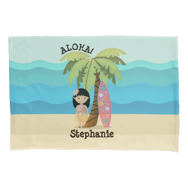 Funda De Cojín Chica Surfista de Hawái (Anverso)