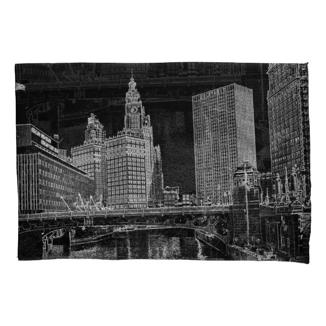 Funda De Cojín Chicago River 1967 Wrigley Building Sun Times Bldg (Anverso-izquierdo)