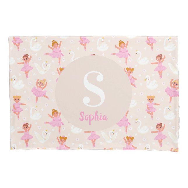 Funda De Cojín Chicas Cute Ballerina Rosa Personalizada Niños (Anverso)