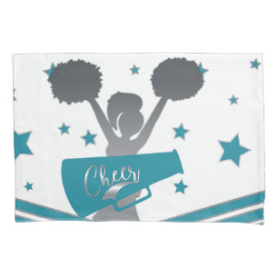 Funda De Cojín Chicas de porristas de estrellas azul verdoso y pl