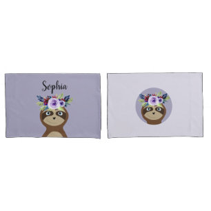 Funda De Cojín Chicas Flores extravagantes Personalizado Sloth y 