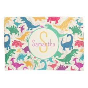 Funda De Cojín Chicas Girly Floral Dinosaur Silhouette