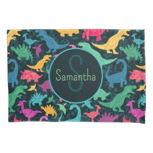 Funda De Cojín Chicas Girly Floral Dinosaur Silhouette